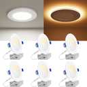 VOLISUN 6 Pack 4 Inch 5CCT Recessed Light with Night Light,Canless LED Recessed Lighting 4 inch,2700K-5000K Selectable,9.5W=80W,810LM Dimmable Recessed Ceiling Wafer Light,ETL Certificated (White)