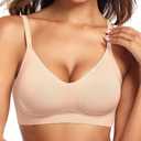Vertvie Womens Seamless Jelly Bras No Underwire Comfort Push Up Bras Buttery Soft Wireless Bralette Full Coverage Sports Bra (Beige, S)
