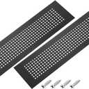 PATIKIL 24 x 3 Inch Door Air Vent Cover, 2 Pcs Aluminum Grille Ventilation Cover Louvered Diamond Hole with Mounting Screws for Cabinet Wardrobe Door, Black
