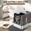 Stainless Steel Litter Box with Lid: Enclosed Cat Litter Box for Small Cats & Kitten, Metal Kitty Litter Pan with High Sided Enclosure, Include Scoop & Mat, Odor Control, Anti-Leakage