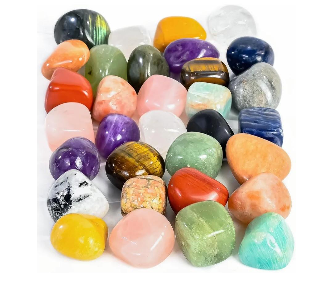 ZAICUS 1lb Assorted Tumbled Stones | Polished Crystals Healing | Natural Stones | Feng Shui | Chakra Balancing | Good Luck | Reiki Gift | Home Decor | Size 20-25 mm