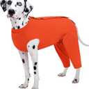Kuoser Dog Recovery Suit for Rear Legs, Dog Surgical Suit with Dog Pants to Prevent Licking Wounds, Dog Onesie for Surgery Female Spay Male Neuter, Anti Licking Dog Recovery Leg Sleeve, Orange 4XL (4x-large (Back Length: 68cm / 26.77"))