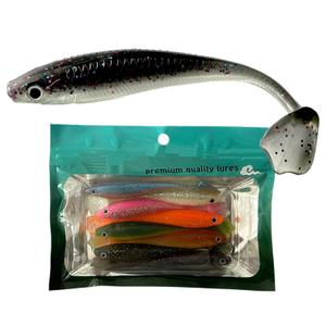 2 x Soft Plastic Baits with Rolled & T-Shaped Tails - Realistic Paddle Tail Swim Baits for Bass Fishing, Saltwater & Freshwater Lures (8Pcs Color Mixing，3.35“，0.19 oz)