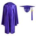 FtyFty Shiny Kindergarten Graduation Cap and Gown Set (36"(4'3"-4'5"), Purple)