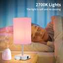 Woderdeng Touch Control Bedside Lamp - 3-Way Dimmable Table Lamps with USB C+A Port and Outlet, Nightstand Lamp for Bedroom Decor and Living Room,Pink