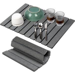 Stone Drying Mat for Kitchen Counter,24"x16" Large Dish Drying Mat,Stone Bath Mat,Quick Drying Fast Absorbent Diatomaceous Drying Matt Kitchen Counter for Dishes Bottles Cups Bathroom Any Countertop