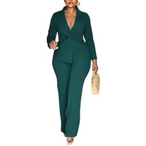 Kafiloe Women Double Breasted Blazer Pants Suit 2 Piece Outfits Casual Long Sleeve Blazer Set for Work Business S