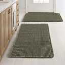 MIULEE Set of 2 Waffle Bathroom Rugs, Boho Bath Rugs Non Slip Washable, Super Absorbent Bath Mats, Ultra Soft Rubber Backed Shower Mats for Bathroom Floor, Tub and Shower, Green, 20x32 Inch