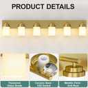 IZORRO Bathroom Vanity Light Fixture, 6-Light 46 Inch Gold Bathroom Light Fixtures Over Mirror, with White Glass Shade, Modern Farmhouse Vanity Lights, Rustic Restroom Lighting Fixtures