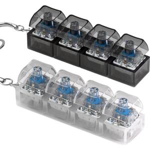 2 Pcs Keyboard Fidget Toy for Adults Fidget Clicker Decompression Fidget Keychain Stress Relief Presents for Adult to Relief Stress Pass The TimeBlack and White (Blue Switch, No Light)