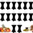 14 Pack Spandex Cocktail Table Cover Bulk 24 x 43 Inch Round High Table Stretch Bistro Tablecloths for Wedding Bar Banquet Graduation Day Party (Black)
