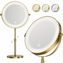 Lighted Makeup Mirror, 5000 mAh Rechargeable Double Sided Magnifying Vanity Mirror with 3 Colors, 1x/20x, 360° Rotation , Brightness Adjustable lighted mirror with magnification, Antique Bronze