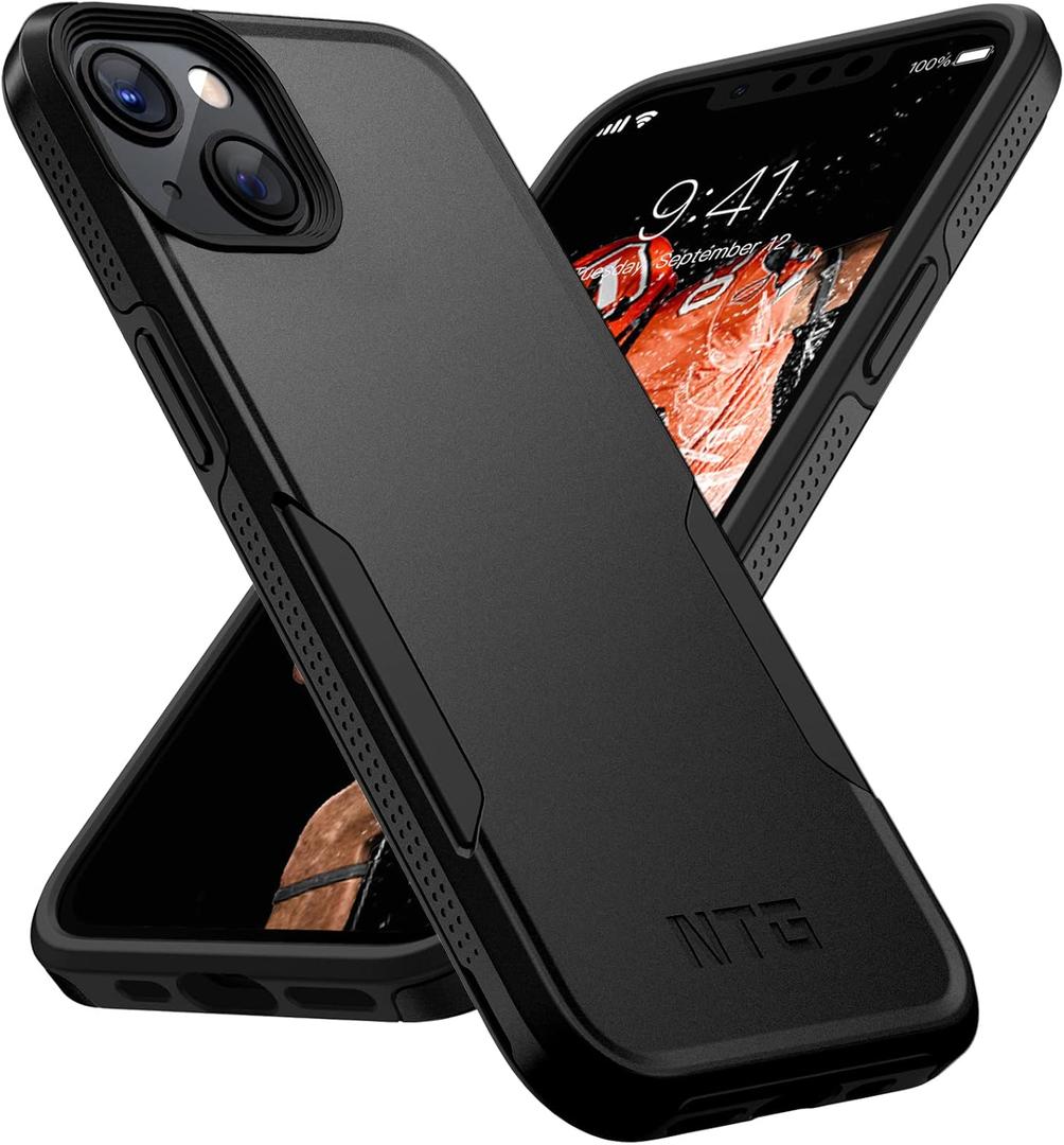 NTG Compatible with iPhone 14 case and iPhone 13 case,[2 Layer Structure Protection] [Military Grade Anti-Drop] Hard Slim iPhone 14 Phone Case, iPhone 13 Phone Case, Black