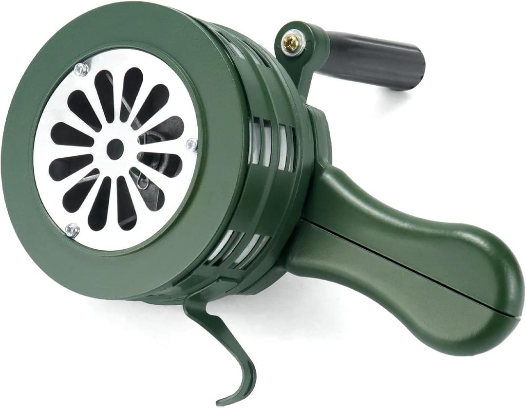 QWORK Hand Crank Siren Horn, Hand Loud Crank, Emergency Safety Manual Siren, Portable Hand Held Siren Horns Alarm, Green