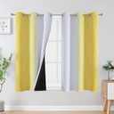 Estelar Textiler Yellow and Greyish White Ombre Blackout Curtains 45 Inch Length 2 Panels, Full Room Darkening Gradient Drapes for Kitchen,Thermal Insulated Grommet Short Curtains for Bathroom,42Wx45L