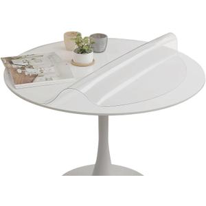 Eralove Round Clear PVC Tablecloths Waterproof Round Table Protector Anti-hot Table mat Thickness 1.5mm Transparent Tablecloths Dia.46 Inches