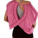 Womens Oversized Tshirts Workout Batwing Sleeve Gym Shirts Boat Neck Slouchy Tees Open Back Athletic Top Rose Red S