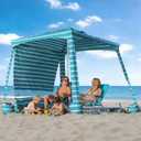 AMMSUN Portable Beach Cabana, 6.5x6.5ft Beach Canopy, Easy Set up and Take Down, UPF50+ Cabana Tent with Sand Pockets Anchors and Side Side Walls Wind Resistant Cabana Beach Tent for Whole Family