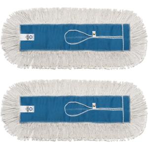 Nine Forty Industrial-Grade 18x5 Cotton Dust Mop Head Refills, Perfect Replacement for Busy Home, Gym, Industrial and Commercial Spaces, Heavy-Duty Mop for Janitorial & Housekeeping Needs - 2 Pack