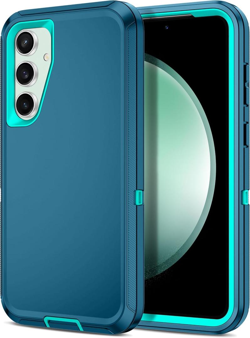 I-HONVA for Samsung Galaxy S23 FE 5G Case Shockproof Dust/Drop Proof 3-Layer Full Body Protection [Without Screen Protector] Rugged Heavy Duty Cover Case for Galaxy S23 FE 6.4",Turquoise