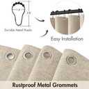 MIULEE Natural Scalloped Shower Curtain Linen Textured with 12 Metal Hooks Cute Heavy Duty Washable Waterproof Thick Cloth Shower Curtains with Black Border for Bathroom Hotel Bathtub,W72*L72