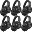 AILIHEN Kids Headphones Wired for School Bulk, 6 Pack Headsets with Microphone for K-12th Grade Classroom, Students, Teens, 3.5mm Jack for Chromebook, Computer, Laptop (Black)