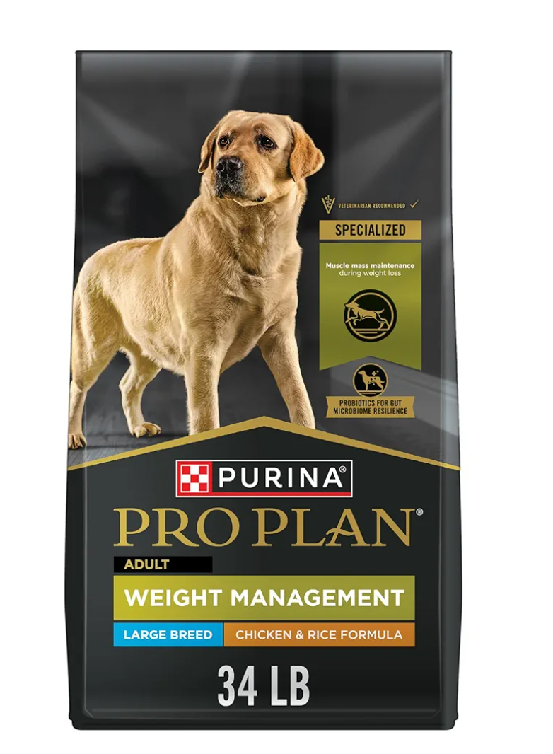 Purina Pro Plan Large Breed Weight Management Dry Dog Food, Chicken and Rice Formula - 34 lb. Bag, Best Before: DEC/2025