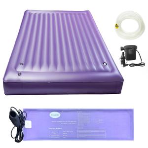 95% Small Wave Water Mattress with 200W Adjustable Water Bed Heater, Water and Air Dual Use, PVC Softside Foldable Mattress, Double Exhaust Hole, Durable & Ergonomic (Queen - 60" x80")