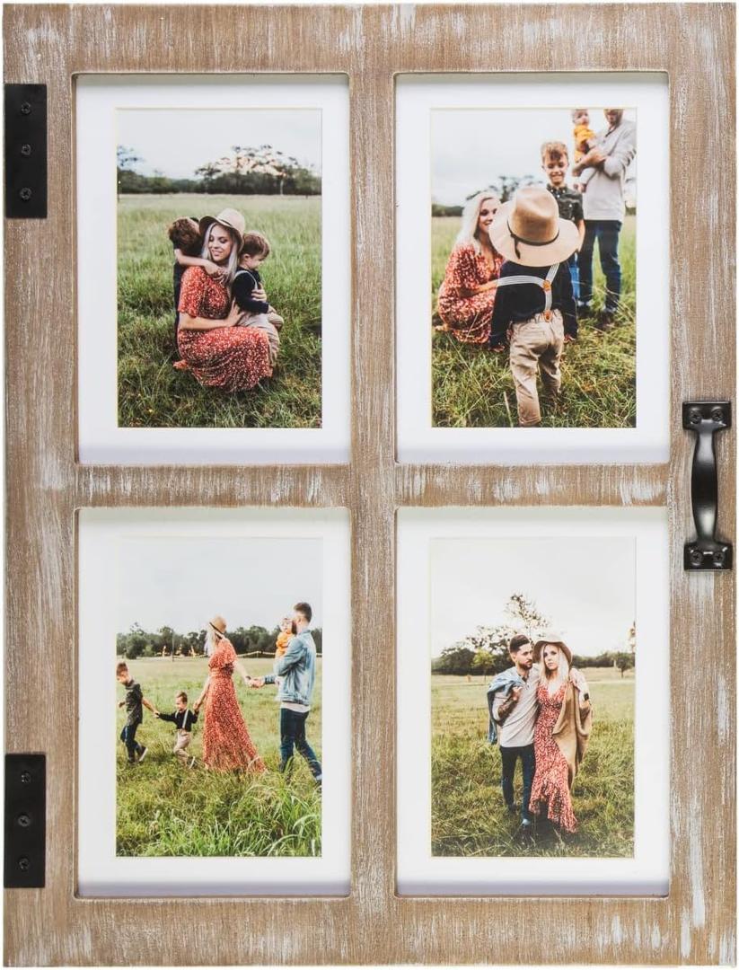 GLM 5x7 Picture Frame Collage with 4 Photos - Display Your Favorite Memories - Collage Picture Frames That Fit Any 4x6 or 5x7 Photo (Brown) (1 Pack)