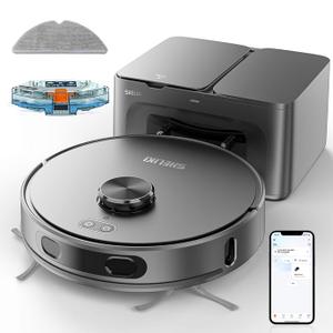 SHELIKI Robot Vacuum and Mop, 3-in-1 Robotic Vacuum Cleaner with 6000Pa Strong Suction, 360° LiDAR Navigation, Smart Mapping,70-Day Self-Emptying Base for Pet Hair, Carpets & Hard Floors