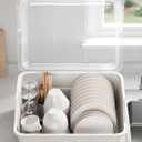 Tomorotec Plastic Dish Drying Rack & Drain Board with Lid Cover Light White, 15.8 x 12.2 x 10 inches