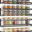 Bunoxea Spice Rack Wall Mounted 4 Pack,Space-Saving Spice Organizer for Spice Jars and Seasonings,Screw or Adhesive Hanging Spice Rack Organizer for Your Kitchen Cabinet,Pantry Door,11.41x2.75x2.75in (Black)