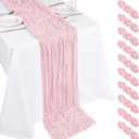 10 Pack Light Pink Cheesecloth Table Runner 17x108 Inch Boho Gauze Cheese Cloth Table Runners for Wedding Party Baby Shower Birthday Home Decor