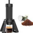 Manual Espresso Machine, 15 Bar Portable Coffee Maker for Ground Coffee and NS Capsules, 4-in-1 Brewing for Espresso Drip Cold Brew, Foldable for Travel Camping Office