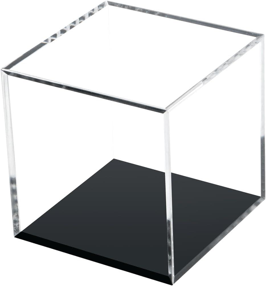 Clear Acrylic Boxes for Collectibles Display, Removable Countertop Storage Box Cube Organizer Stand Riser, Dustproof Protection Showcase for Crystals Minerals Slab Fossil Coral, 3x3x3Inch