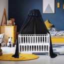 Crib Black Cover, Baby Crib Netting Canopy to Keep Baby in Blackout Crib Tent and Mosquito Net for Indoor or Outdoor (Holding Stick not Included)