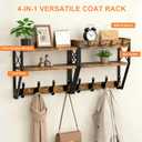 Upgraded 32-inch Coat Rack Wall Mount with Shelf, 4 in 1 Versatile Coat Hanger Key Holder Wall Mount, 3-Tier Entryway Wall Shelf with 12 Hooks and Mail Holder for Living Room Bedroom Bathroom