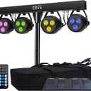 DJ Lights and Stage Lights with Stand | LED Par Gigbar with DMX, Sound-Activated Strobe Light for Parties | DJ Lighting Package, Heavy Duty Light Stand, Uplights for Events