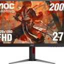 AOC 27G4H 27 inch Gaming Monitor, Full HD 1920x1080, IPS Panel, 200Hz 0.3ms MPRT, G-sync Compatible, 1x HDMI 2.0, 1x Display Port, HDR, Height Adjustable, sRGB 120.3%, 3-Year Zero-Bright-Dot