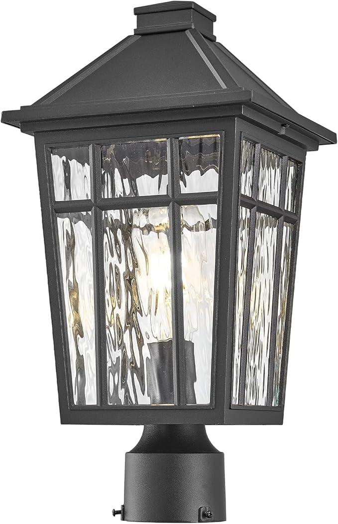 NAXTTII Lamp Post Outdoor Lighting 16.5 Inch Black Outdoor Post Lights Waterproof Aluminum Pole Lantern for Garden Patio Pathway E26 Socket