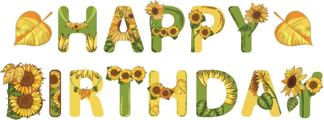 Sunflowers Happy Birthdays Banner Sunflower Birthday Decorations Bunting Garland Banner Sunflowers Party Decorations Sign for Wedding Engagement Bridal Baby Shower Anniversary Graduation Party Supplies