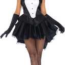 Halloween Costume for Women Black Sexy Bunny Tuxedo Gloves Rabbit Ear Headband 3piece Set (Large)