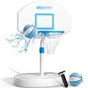 AWII SPORT Pool Basketball Hoop Poolside,36 in White Finish Adjustable Basketball Hoop for Pool,Rust Proof Stainless Steel 15in Rim,2 Pool Basketballs Included
