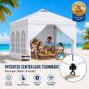 10x10 Pop Up Canopy with Sidewalls- Portable Sun Shade Beach Tent, Gazebo Heavy Duty with Cover Wheeled Bag, Ideal for Parties, Backyard, Camping (White)