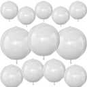 12Pcs Matte White Round Foil Balloons, 22" 15" 10" 4D Helium Ball Balloon, White Foil Balloon for Birthday Graduation Wedding Anniversary Baby Shower Engagement Bridal Shower Party Decorations