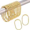 Amazer Gold Shower Curtain Rings, Shower Curtain Hooks Rust Proof Metal Shower Hooks for Shower Curtain, Wide Shower Rings for Bathroom Shower Rod and Curtains