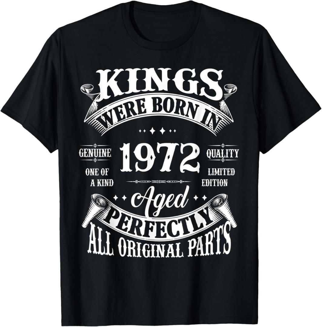 Mens 51st Birthday Gift Vintage Kings Born In 1972 51 Years Old T-Shirt, 3XL Mens 51st Birthday Gift Vintage Kings Born In 1972 51 Years Old T-Shirt, 3XL