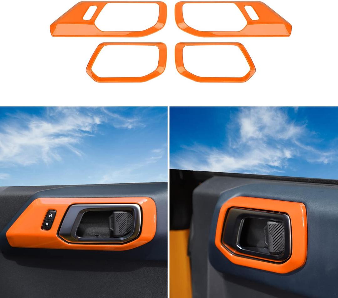 RAZPOY Inner Door Handle Cover Trim Compatible with 2021-2025 Ford Bronco Interior Accessories, Orange