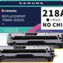 218A Black Toner Cartridge (No Chip) Replacement for HP 218A 218X W2180A W2180X Black Ink Cartridges for HP Color Laser Jet Pro 3201dw MFP 3301cdw 3301fdw 3301sdw Printer Ink (2-Pack)