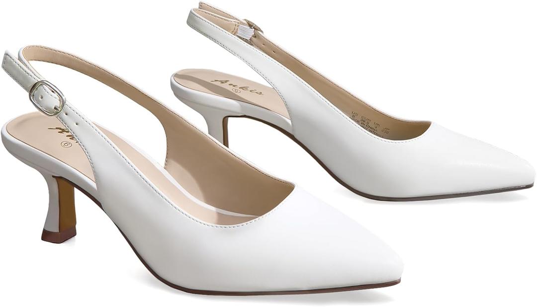 Ankis Women's Slingback Kitten Heels Closed Pointed Toe Low Heel Pumps Comfortable Dress Shoes for Wedding Party Work Office Business Casual Daily Wear 2.5inch, Size: 9.5